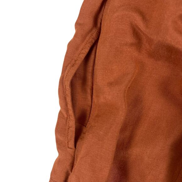 Anthropologie Maeve Twist Front Linen Mini Dress L | Terracotta Button Sundress - Picture 7 of 16